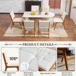 Oak Wooden Dining Chairs Set of 2, Mid-Century Modern Linen Fabric Upholstered Kitchen Chair, Farmhouse Dining Room Chairs with