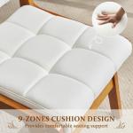 Oak Wooden Dining Chairs Set of 2, Mid-Century Modern Linen Fabric Upholstered Kitchen Chair, Farmhouse Dining Room Chairs with