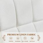 Oak Wooden Dining Chairs Set of 2, Mid-Century Modern Linen Fabric Upholstered Kitchen Chair, Farmhouse Dining Room Chairs with