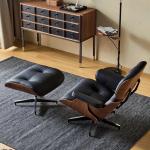 Modern solid wood lounge chair leather lounge chair armchair living room hotel office adjustable backrest sofa saddle dining