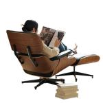 Modern solid wood lounge chair leather lounge chair armchair living room hotel office adjustable backrest sofa saddle dining