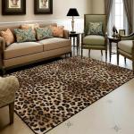 Aukib Leopard Rug 5x7 Washable Animal Print Rug Living Room Large Carpet Soft Non-Slip, Non-Shedding Brown Carpet for Office Dormitory Bedroom
