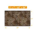 Aukib Leopard Rug 5x7 Washable Animal Print Rug Living Room Large Carpet Soft Non-Slip, Non-Shedding Brown Carpet for Office Dormitory Bedroom