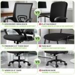 Magshion Ergonomic Office Desk Chair, Mid-Back Mesh Computer Chair, Swivel Chair with Breathable Backrest & Lumbar Support, Adjustable Height for Gaming, Work, Study, 300 Lbs Capacity, Black