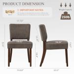 COLAMY Mid Century Modern Dining Chairs Set of 4, Upholstered Kitchen Chairs with Back, Farmhouse Fabric Side Dining Room Chairs with Wood Legs for Dining Room Kitchen Restaurant, Brown