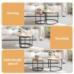 Garden 4 you Nesting Coffee Table, 23.6" Round Coffee Table Set of 2, Wooden Nesting Table Set for with Metal Frame, Side Tables for Living Room Bedroom Balcony, Brown