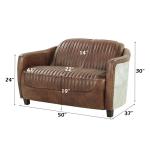 Retro Brown Leather & Aluminum Living Room Set with Coffee Table