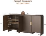 60" Sideboard Buffet Cabinet with Storage, Curved Design Farmhouse Coffee Bar Cabinet with 4 Doors & Adjustable Shelves