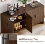 60" Sideboard Buffet Cabinet with Storage, Curved Design Farmhouse Coffee Bar Cabinet with 4 Doors & Adjustable Shelves