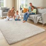 Ophanie 6x9 Area Rugs, Upgrade Non-Slip Fluffy Soft Rugs for Living Room, Large Shag Ivory Fuzzy Plush Rug, Shaggy Big Carpets for Bedroom, Kids Boys Girls Dorm Nursery Home Decor Aesthetic