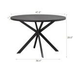 ChooChoo 47.2 Inch Round Dining Table for 4, Farmhouse Wood Kitchen Table, Circle Dinner Table for Kitchen & Dining Room, Black