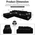 Boneless Modular Sectional Sofa, Cloud Couch with Left Facing Chaise, Oversized Deep Seat, L-Shaped, Soft Corduroy Fabric, Sectional Couch for Living Room -Black