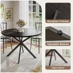 ChooChoo 47.2 Inch Round Dining Table for 4, Farmhouse Wood Kitchen Table, Circle Dinner Table for Kitchen & Dining Room, Black