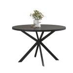 ChooChoo 47.2 Inch Round Dining Table for 4, Farmhouse Wood Kitchen Table, Circle Dinner Table for Kitchen & Dining Room, Black