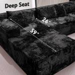 Boneless Modular Sectional Sofa, Cloud Couch with Left Facing Chaise, Oversized Deep Seat, L-Shaped, Soft Corduroy Fabric, Sectional Couch for Living Room -Black