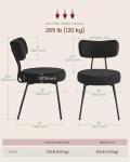 VASAGLE Boucle Dining Chairs Set of 2, Upholstered Kitchen Dining Room Chairs with Curved Backrest and Steel Frame, Modern Mid Century, Round, for Vanity, Living Room, Ink Black UKDC110B01