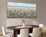 amatop Large Wall Art for Living Room Framed Boho Beach Coastal Floral Ocean Wall Picture Farmhouse Daisy Flower Sea Canvas Print Nautical Neutral Vintage Warm Artwork Home Bedroom Office Decor 48x24