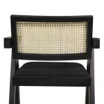 Modern Resin Webbing Back Bar Stool with Arms, Set of 3, Ebony Black Boucle Fabric