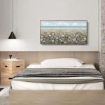 amatop Large Wall Art for Living Room Framed Boho Beach Coastal Floral Ocean Wall Picture Farmhouse Daisy Flower Sea Canvas Print Nautical Neutral Vintage Warm Artwork Home Bedroom Office Decor 48x24