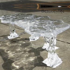 C40 Transparent Resin Tea Table And Chair Balcony Glacier Coffee Table Office Negotiation Living Room Crystal Tea Table