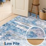 GarveeHome 10x14 Washable Area Rugs for Living Room Modern Abstract Rugs with Non-Slip Backing, Stain Resistant Soft Bedroom Farmhouse Nursery Indoor Floor Carpet Light Blue