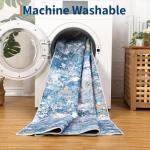 GarveeHome 10x14 Washable Area Rugs for Living Room Modern Abstract Rugs with Non-Slip Backing, Stain Resistant Soft Bedroom Farmhouse Nursery Indoor Floor Carpet Light Blue