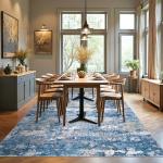 GarveeHome 10x14 Washable Area Rugs for Living Room Modern Abstract Rugs with Non-Slip Backing, Stain Resistant Soft Bedroom Farmhouse Nursery Indoor Floor Carpet Light Blue