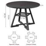 Jocoevol Round Dining Table for 4,Kitchen Dining Room Circle Dinner Pedestal Table,Space Saving Wood Kitchen & Dining Room Furniture (Black, 42In)