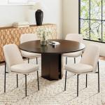 COLAMY Modern Dining Chairs Set of 4, Fabric Upholstered Dining Room Chairs Dinner Chair Stylish Kitchen Chairs with Curved Back and Metal Legs, Beige