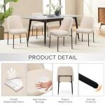COLAMY Modern Dining Chairs Set of 4, Fabric Upholstered Dining Room Chairs Dinner Chair Stylish Kitchen Chairs with Curved Back and Metal Legs, Beige