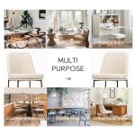 COLAMY Modern Dining Chairs Set of 4, Fabric Upholstered Dining Room Chairs Dinner Chair Stylish Kitchen Chairs with Curved Back and Metal Legs, Beige