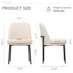 COLAMY Modern Dining Chairs Set of 4, Fabric Upholstered Dining Room Chairs Dinner Chair Stylish Kitchen Chairs with Curved Back and Metal Legs, Beige
