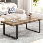 FOLUBAN Rustic Coffee Table, Modern Wood and Metal Industrial Center Table for Living Room, 47 Inch Oak