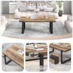 FOLUBAN Rustic Coffee Table, Modern Wood and Metal Industrial Center Table for Living Room, 47 Inch Oak
