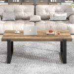 FOLUBAN Rustic Coffee Table, Modern Wood and Metal Industrial Center Table for Living Room, 47 Inch Oak