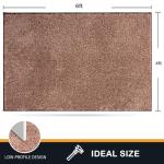 PURRUGS Easy Care Area Rug 4ft x 6ft, Non-Slip Machine Washable Entryway Rug, Dog Door Mat, Stain Resistant Accent Rug for Hallway, Living Room, Bedroom and Mudroom, Brown-Light Cream