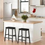 Set of 2 Black PU Leather Bar Stools