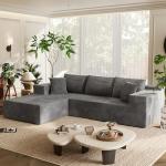 Homall 108" Modular Sectional Sofa, Boneless Couch with L-Shape Chaise, Cloud Couch with Deep Seat Upholstered, No Assembly Required for Living Room, Bedroom (Corduroy, Grey)