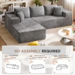 Homall 108" Modular Sectional Sofa, Boneless Couch with L-Shape Chaise, Cloud Couch with Deep Seat Upholstered, No Assembly Required for Living Room, Bedroom (Corduroy, Grey)