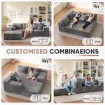 Homall 108" Modular Sectional Sofa, Boneless Couch with L-Shape Chaise, Cloud Couch with Deep Seat Upholstered, No Assembly Required for Living Room, Bedroom (Corduroy, Grey)
