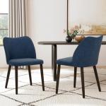 COLAMY Upholstered Dining Chairs Set of 4, Modern PU Leather Dining Room Kitchen Side Chair with Padded Seat and Wood Legs Restaurant/Cafe, Blue