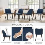 COLAMY Upholstered Dining Chairs Set of 4, Modern PU Leather Dining Room Kitchen Side Chair with Padded Seat and Wood Legs Restaurant/Cafe, Blue
