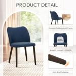 COLAMY Upholstered Dining Chairs Set of 4, Modern PU Leather Dining Room Kitchen Side Chair with Padded Seat and Wood Legs Restaurant/Cafe, Blue