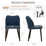 COLAMY Upholstered Dining Chairs Set of 4, Modern PU Leather Dining Room Kitchen Side Chair with Padded Seat and Wood Legs Restaurant/Cafe, Blue