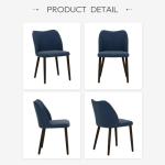 COLAMY Upholstered Dining Chairs Set of 4, Modern PU Leather Dining Room Kitchen Side Chair with Padded Seat and Wood Legs Restaurant/Cafe, Blue