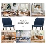 COLAMY Upholstered Dining Chairs Set of 4, Modern PU Leather Dining Room Kitchen Side Chair with Padded Seat and Wood Legs Restaurant/Cafe, Blue