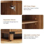 31.5" Rattan Style Credenza Sideboard Buffet Cabinet with 2 Soft-Close Doors & Adjustable Shelves for Living Room, Hallway