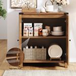 31.5" Rattan Style Credenza Sideboard Buffet Cabinet with 2 Soft-Close Doors & Adjustable Shelves for Living Room, Hallway