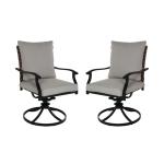 2-Piece Outdoor Dining Chair Set, 2 Leather-Look Wicker 360-Degree Swivel Patio Chair
