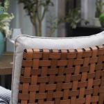 2-Piece Outdoor Dining Chair Set, 2 Leather-Look Wicker 360-Degree Swivel Patio Chair